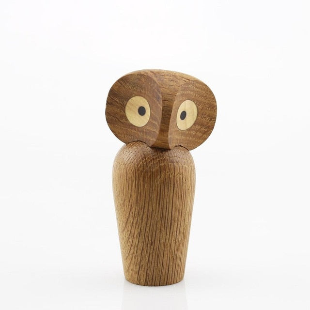 Wooden Owl Decor with Rotating Head