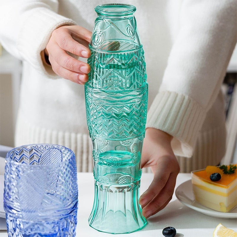 Stackable Koi Fish Glasses – Set of 4 Colourful Tumblers