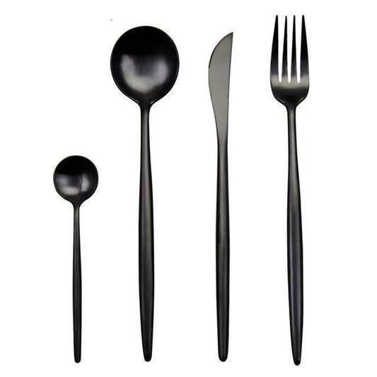 Elegant Black Stainless Steel Cutlery Set