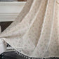 Floral Plaid Splicing Cotton Linen Tassel Curtain