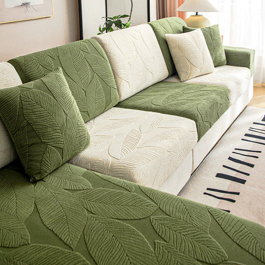 Modern Leaf Jacquard Waterproof Anti-Scratch Couch Cover