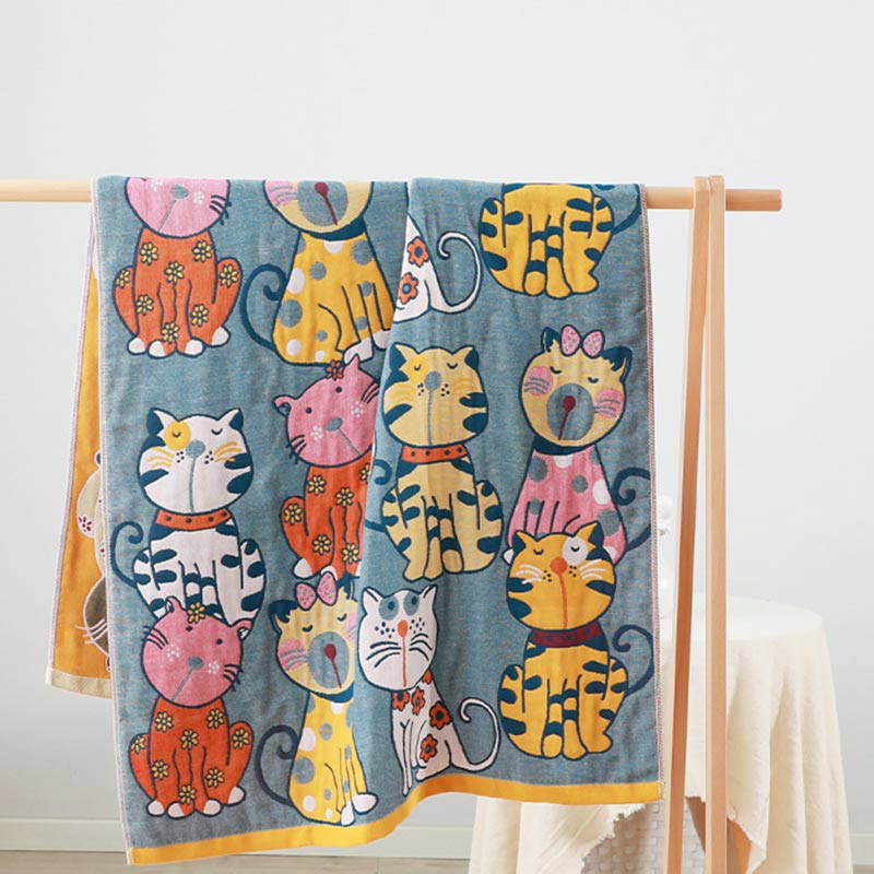 Cat Cotton Bath Towel Baby Blanket Soft Durable