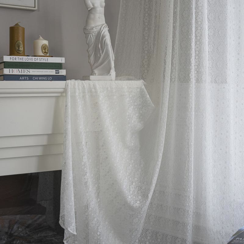 Jacquard Flower Hollow-Out Polyester Curtain