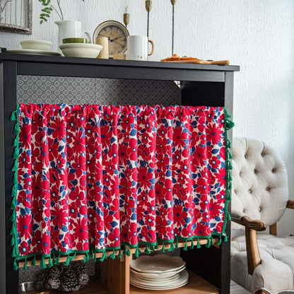 Floral Cotton Linen Tier Curtain