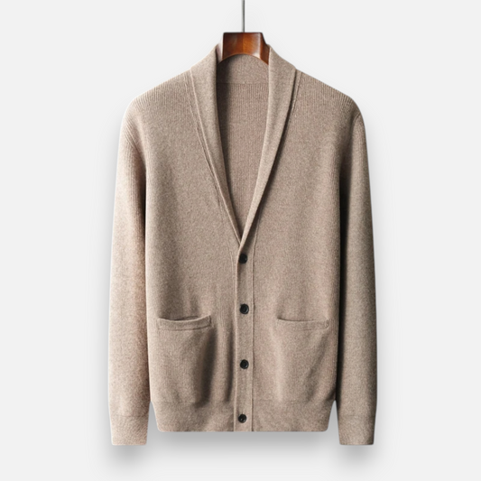 Virashoper Men’s Merino Wool Suit-Collar Cardigan