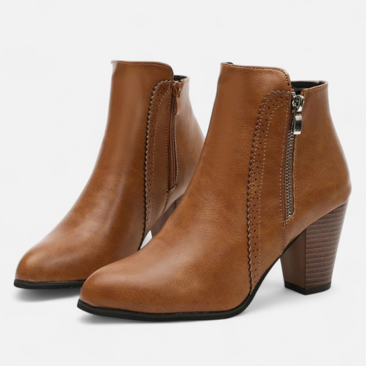 Virashoper Women’s Retro Zip-Heel Boots