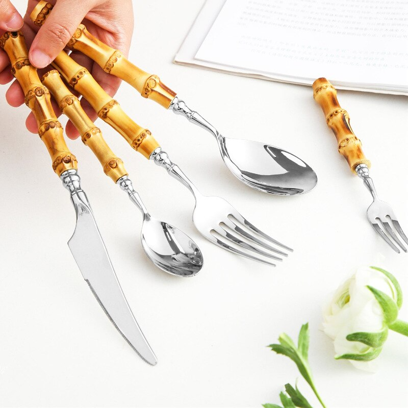 Arashiyama Bamboo & Stainless Steel Cutlery Set – Natural Elegance