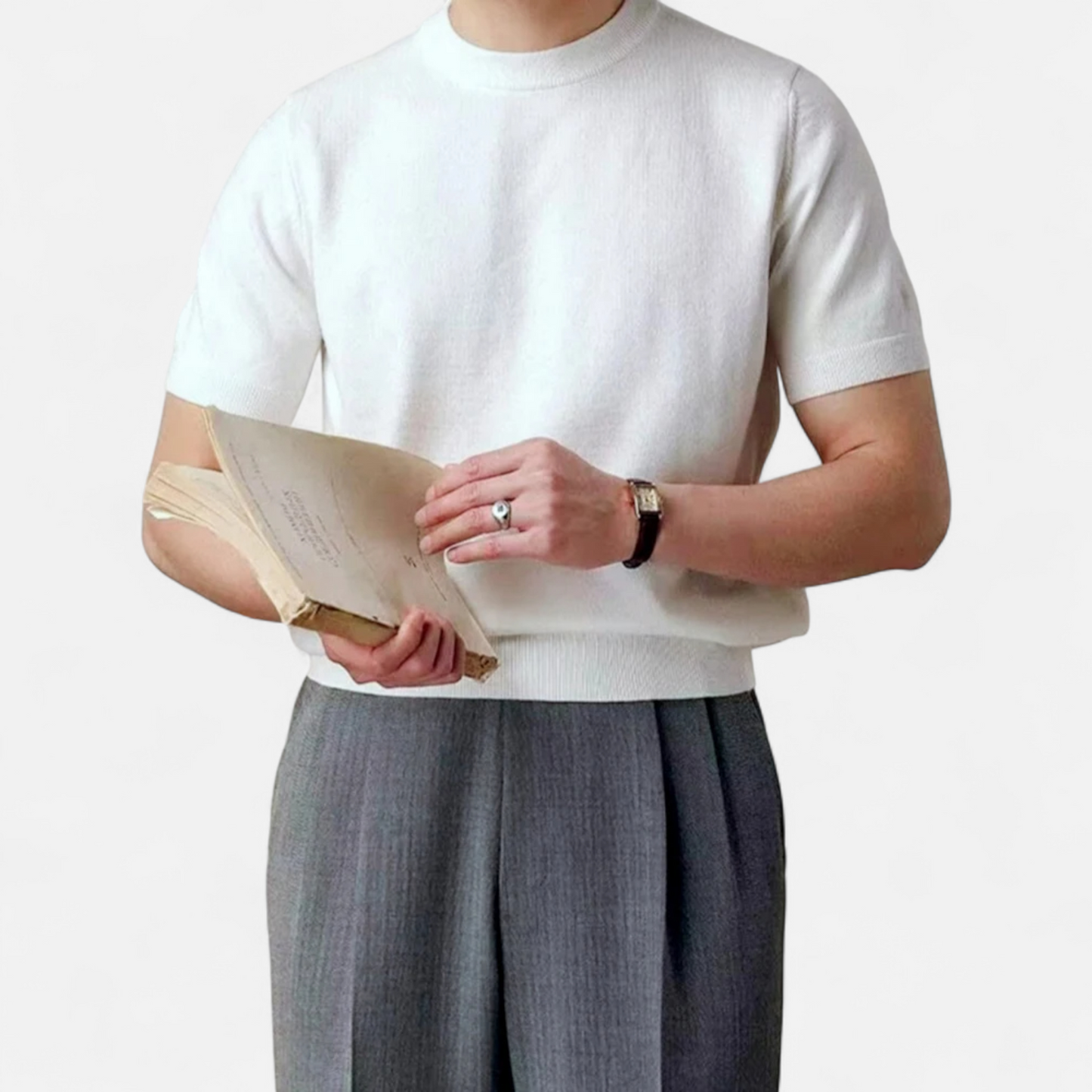 Virashoper Men’s Slim-Fit Knitted T-Shirt