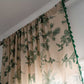 Green Pine Bird Pattern Tassel Curtain Bohemian Cotton Blend