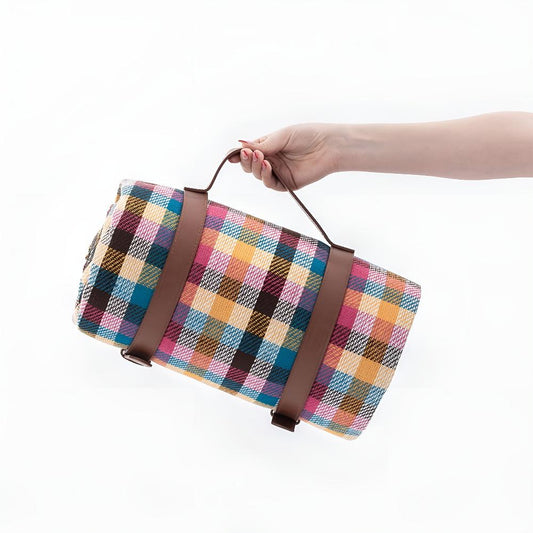 Reversible Checkered Cotton Picnic Blanket