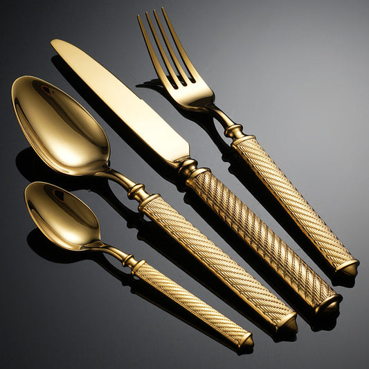 Realm Textured Gold Luxury Cutlery Set
