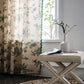 Green Pine Bird Pattern Tassel Curtain Bohemian Cotton Blend