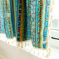 Colorful Plaid Pattern Tassel Tier Curtain in Cotton Linen