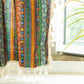 Colorful Plaid Pattern Tassel Tier Curtain in Cotton Linen