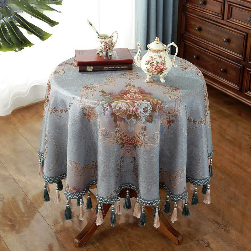 Chenille Jacquard Floral Tablecloth