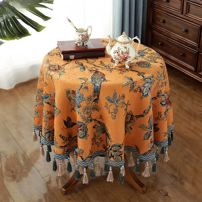Chenille Jacquard Floral Tablecloth