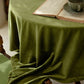 Olive Green Velvet Tablecloth with Vintage French Style