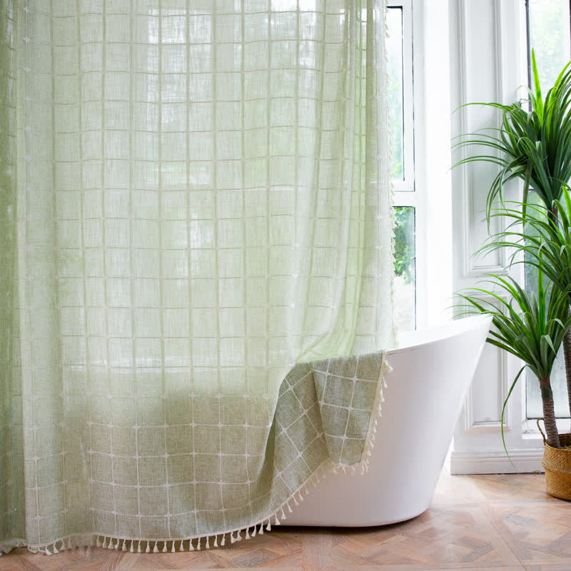 Vintage Inspired Plaid Shower Curtain