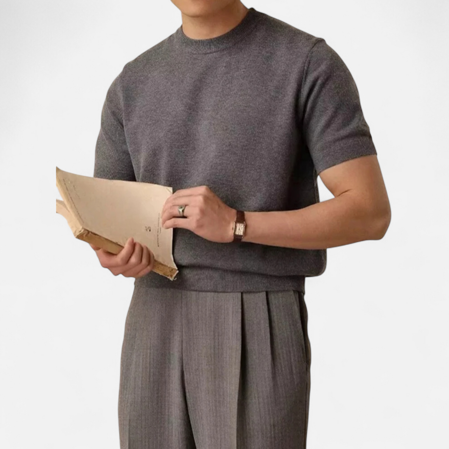 Virashoper Men’s Slim-Fit Knitted T-Shirt