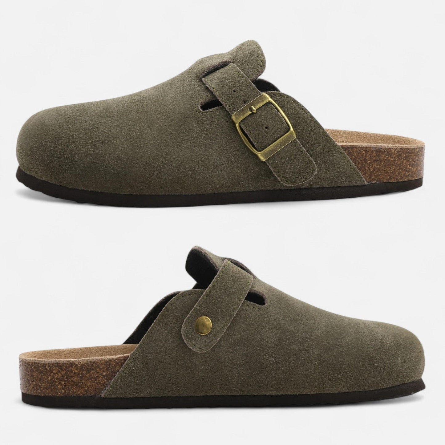 Virashoper Men’s Suede Mules – Sculpted Clog-Inspired Comfort