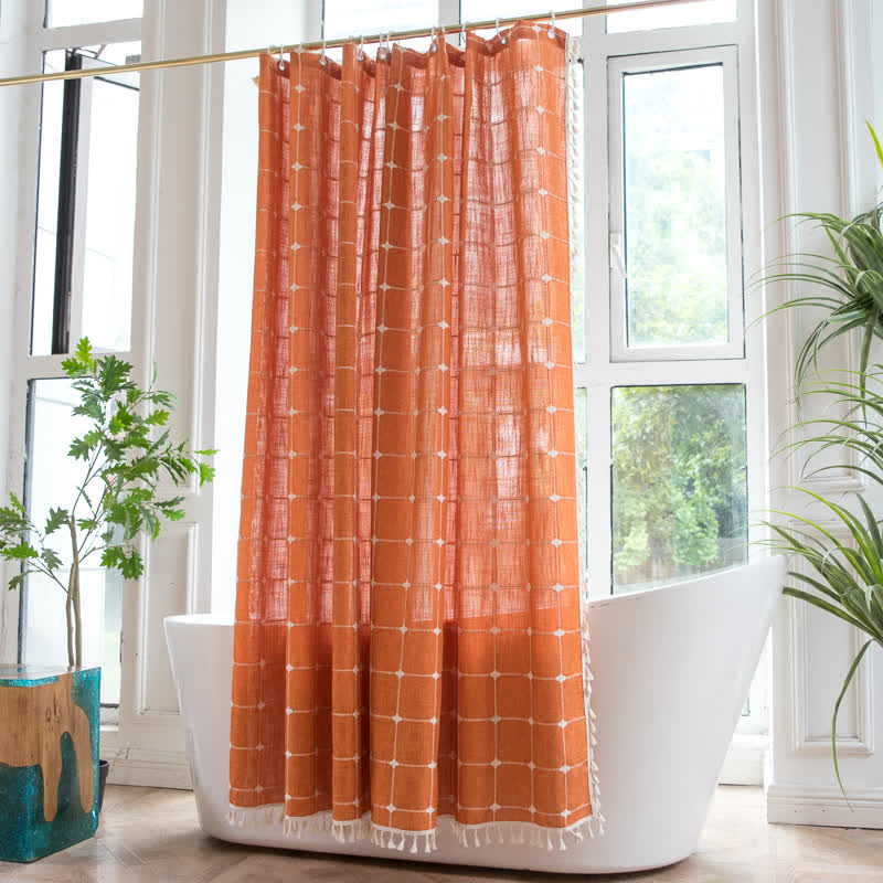Vintage Inspired Plaid Shower Curtain