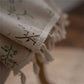Floral Plaid Splicing Cotton Linen Tassel Curtain