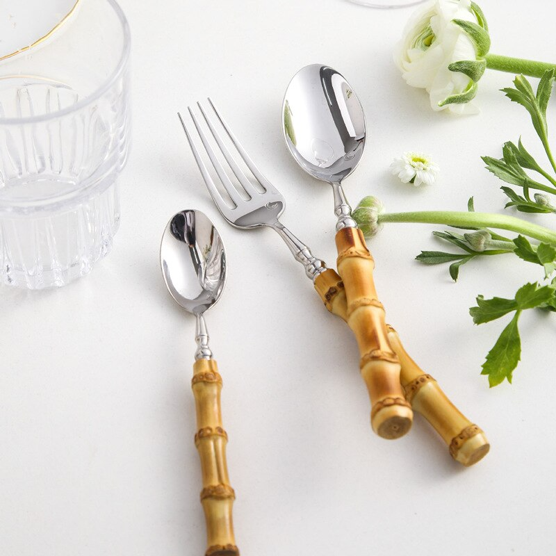 Arashiyama Bamboo & Stainless Steel Cutlery Set – Natural Elegance