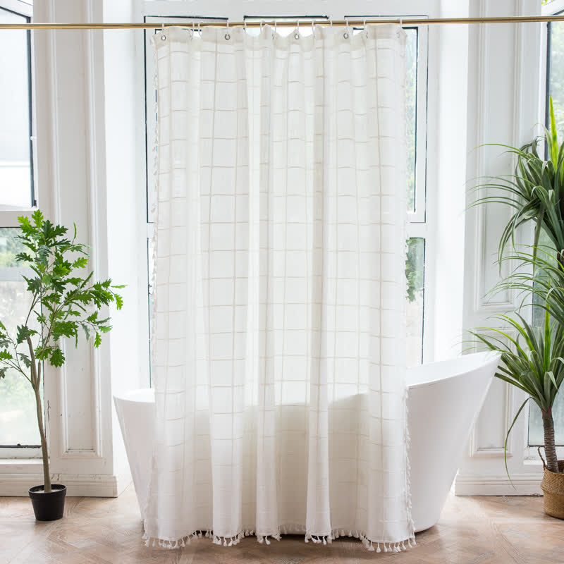 Vintage Inspired Plaid Shower Curtain