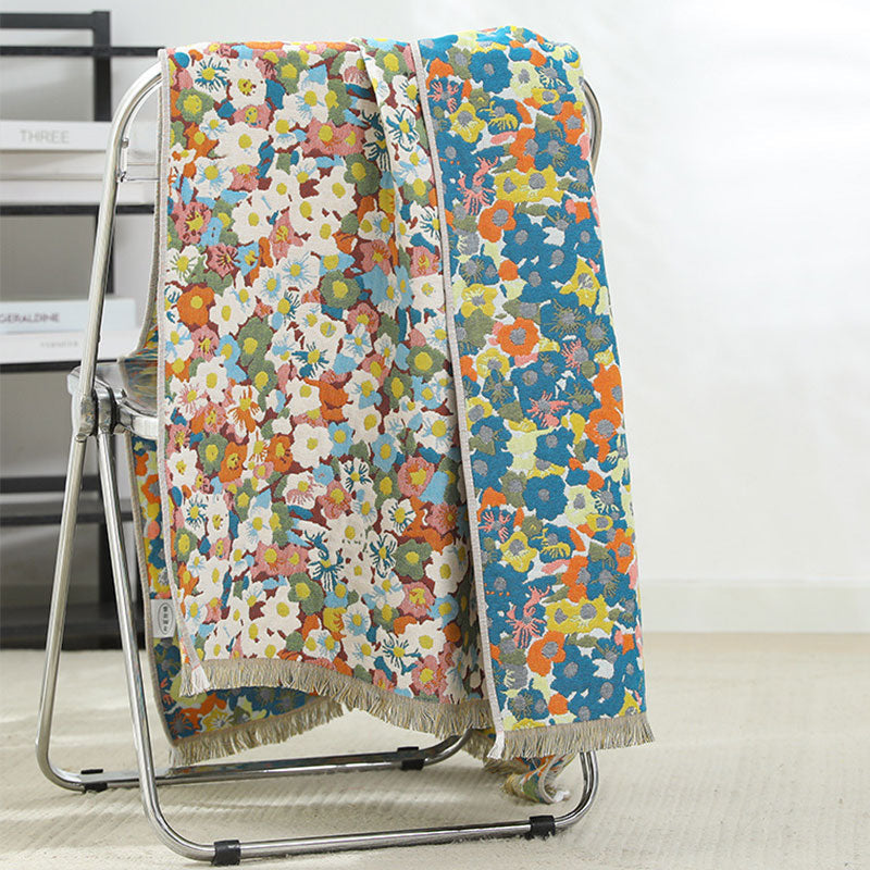 Painting Style Flower Reversible Cotton Bath Towel 80cm x 160cm