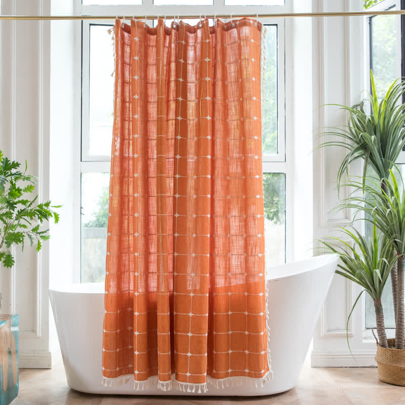 Vintage Inspired Plaid Shower Curtain
