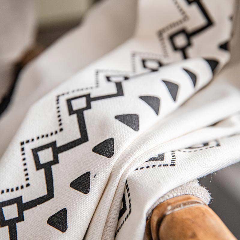 Geometric Tassel Curtain Semi Blackout Drapes in Cotton Blend