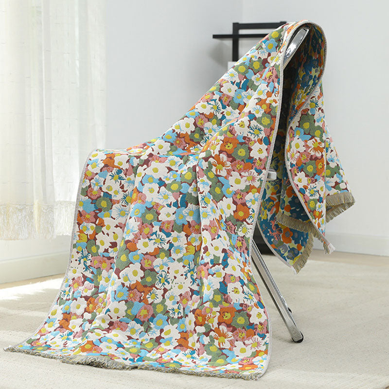 Painting Style Flower Reversible Cotton Bath Towel 80cm x 160cm