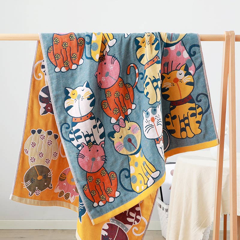 Cat Cotton Bath Towel Baby Blanket Soft Durable