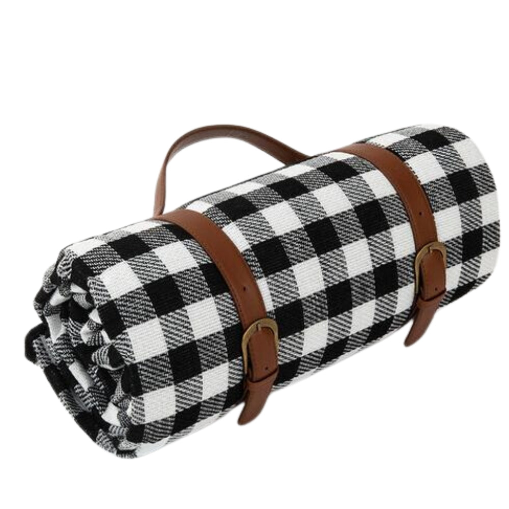 Reversible Checkered Cotton Picnic Blanket