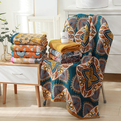 Flower Soft Towel Double Side Cotton Beach Towel