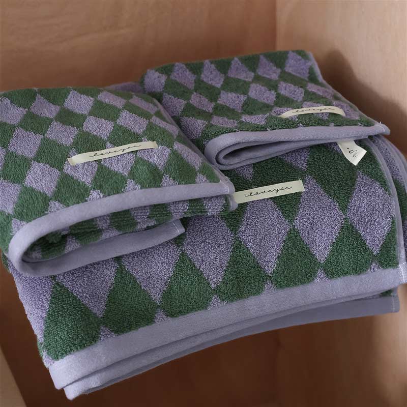 Vintage Plaid Cotton Bath Towel Set Lightweight Exfoliating