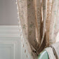 Floral Plaid Splicing Cotton Linen Tassel Curtain