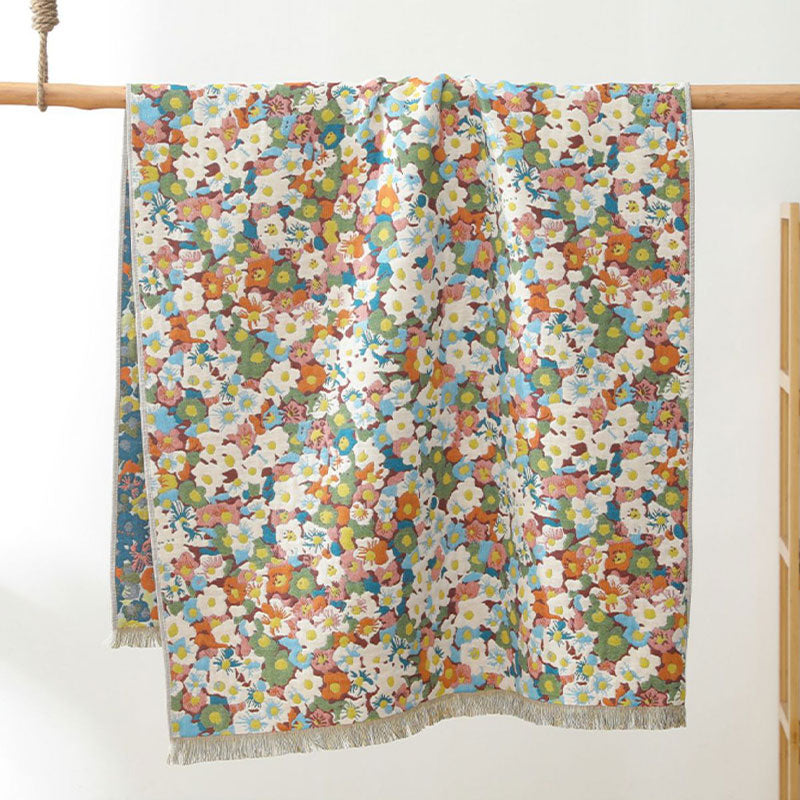 Painting Style Flower Reversible Cotton Bath Towel 80cm x 160cm