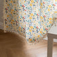 Yellow Flower Tassel Light Filtering Cotton Linen Curtain