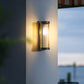 Cylindrical Metal and Glass Solar Powered Wall Lamp