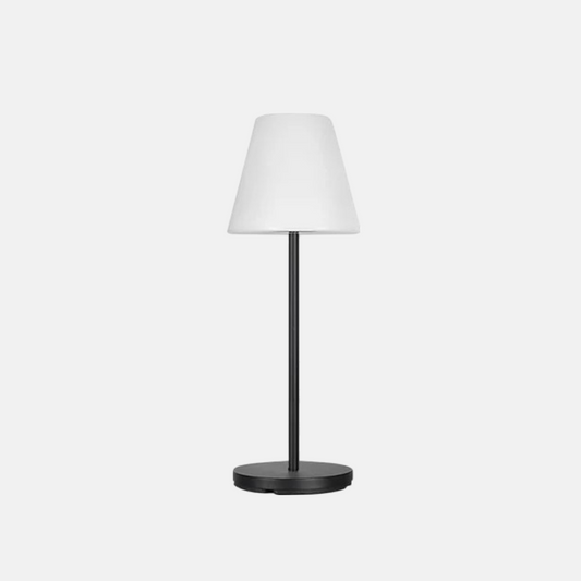 Modern Black Table Lamp with White Fabric Shade