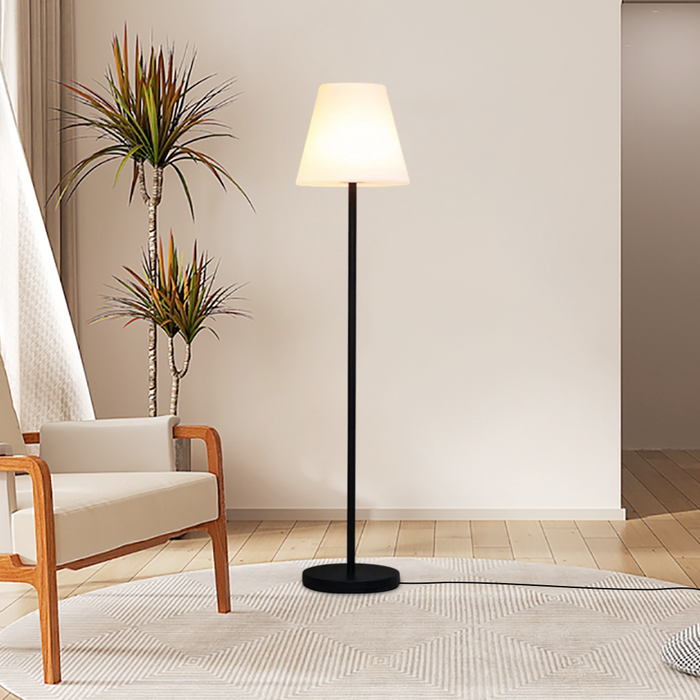 Modern Black Table Lamp with White Fabric Shade