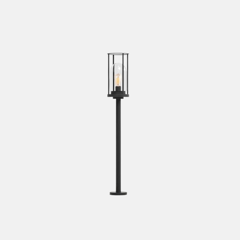 Modern Outdoor Floor Lamp with Black Metal Post