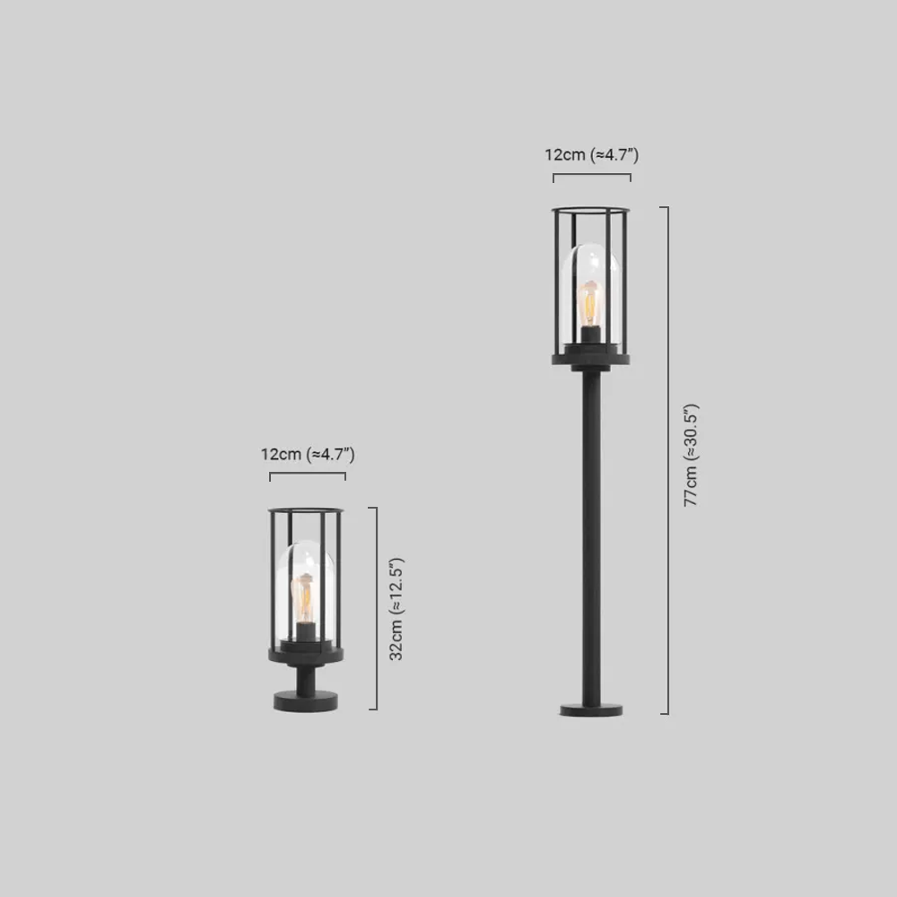 Modern Outdoor Floor Lamp with Black Metal Post