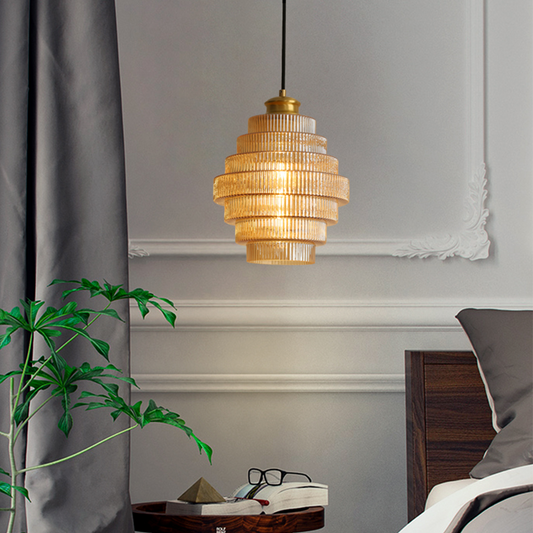 Stripped Glass Brass Pendant Light