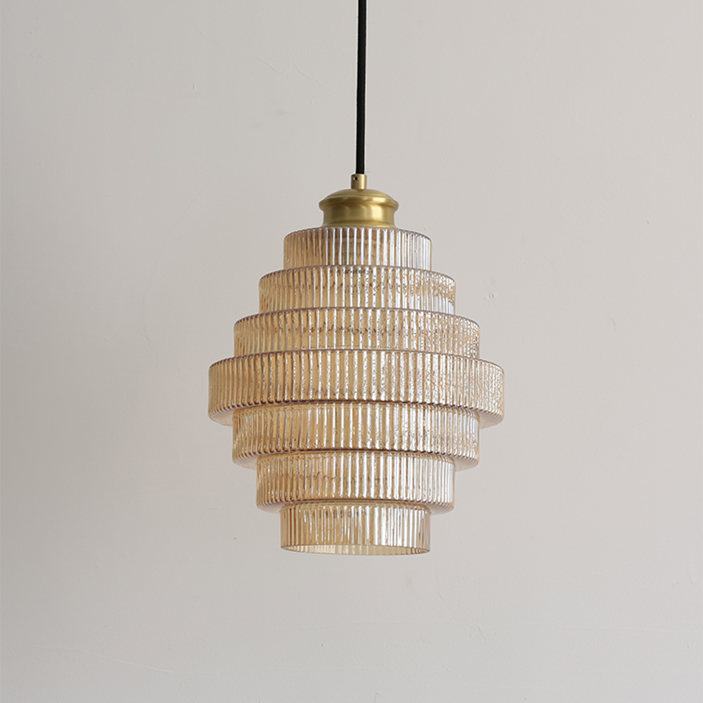 Stripped Glass Brass Pendant Light