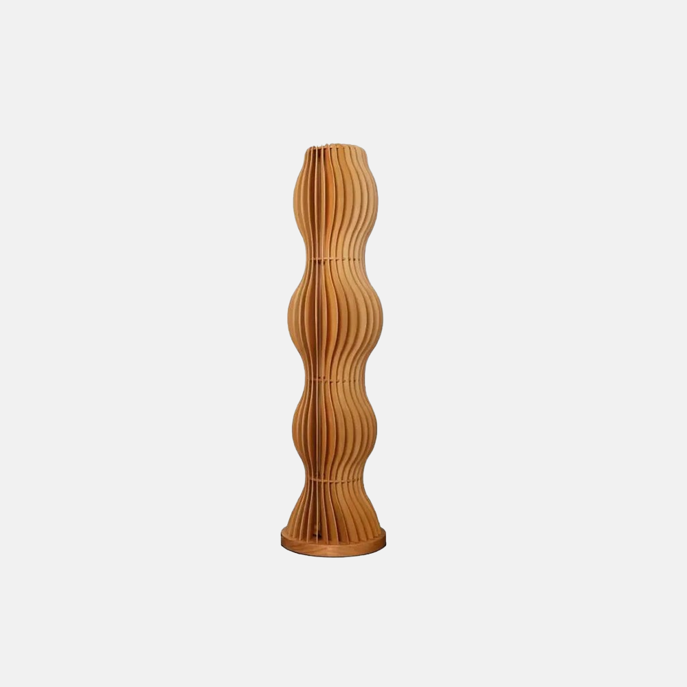 Nordic Wooden Floor Lamp with Twisted Column Design