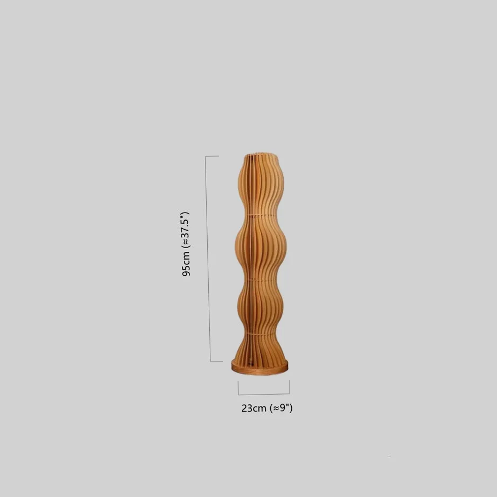 Nordic Wooden Floor Lamp with Twisted Column Design