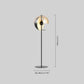 Modern Floor Lamp with Amber Glass Shade