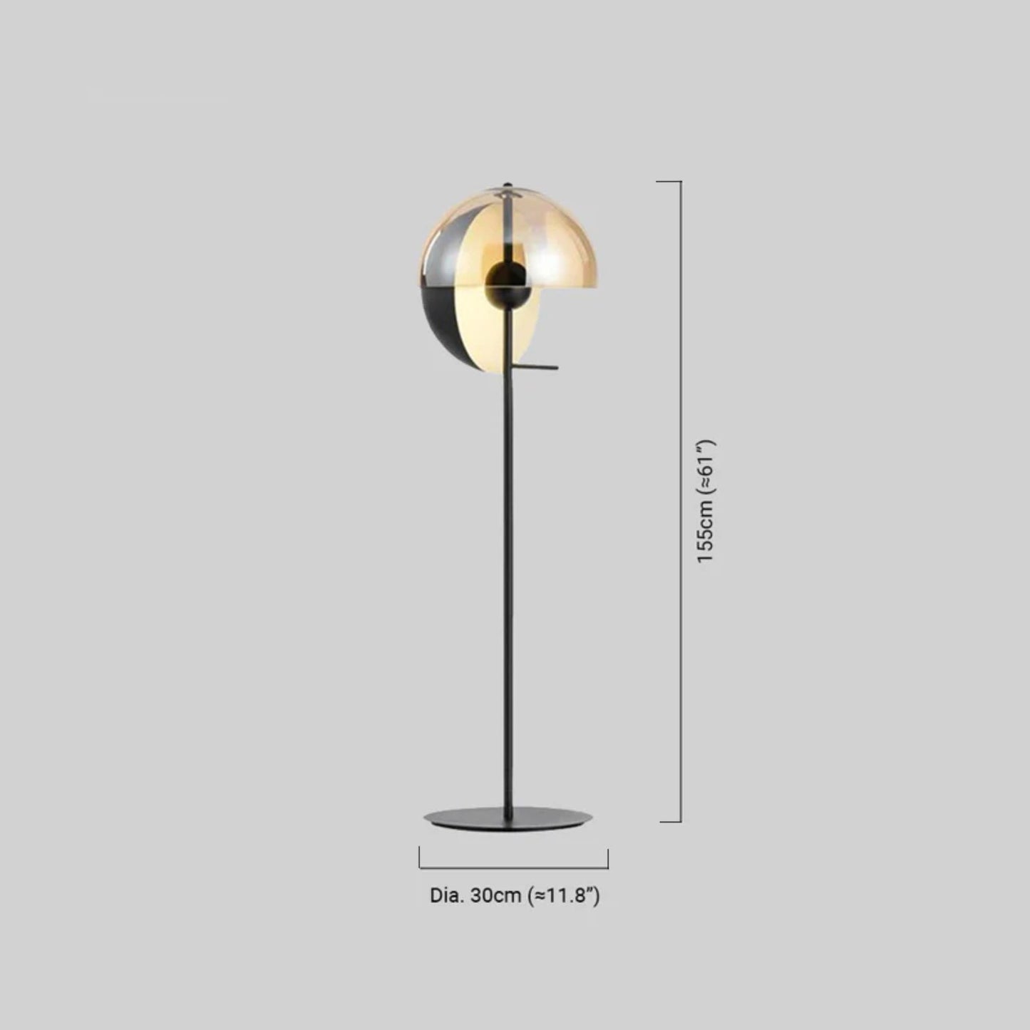Modern Floor Lamp with Amber Glass Shade